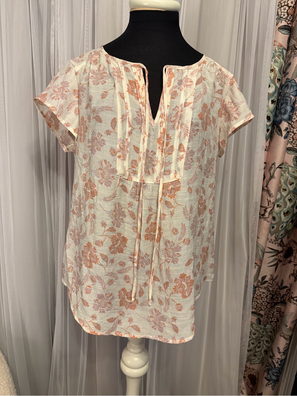 Como Vintage Floral Peasant Blouse | Size Medium | GUC